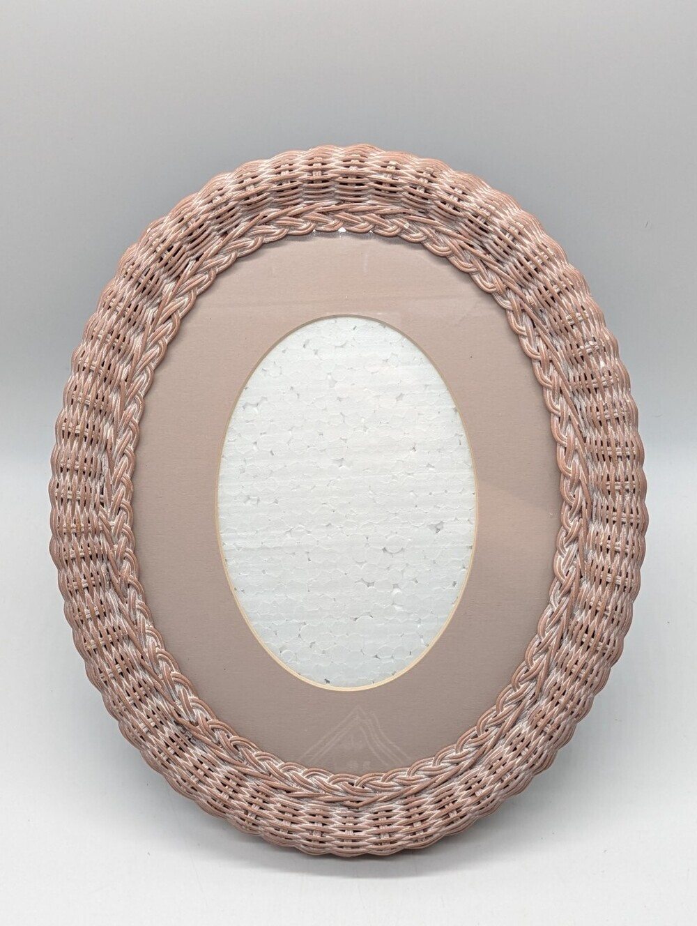 Vintage Pink Wicker Oval Picture Frame